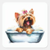 Yorkie Dog Vierkante Sticker (Voorkant)