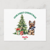 Yorkie Dog Waterverf Kerst gepersonaliseerd Briefkaart (Voorkant)