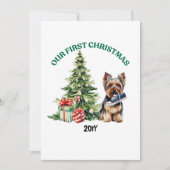 Yorkie Dog Waterverf Kerst gepersonaliseerd Feestdagenkaart (Voorkant)