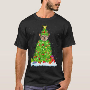Yorkie Dog Xmas Lighting Tree Yorkie Christm T-shirt