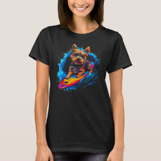 Yorkie Dog Yorkshire Terrier Surfen 1 T-shirt