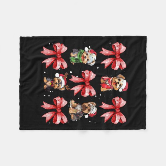 Yorkie Dogs Schattigee Coquette Bow Christmas Pet  Fleece Deken (Voorkant (Horizontaal))
