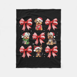 Yorkie Dogs Schattigee Coquette Bow Christmas Pet  Fleece Deken