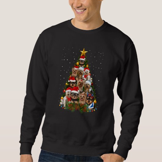 Yorkie Dogs Tree Christmas Sweater Xmas Pet Animal (Voorkant)