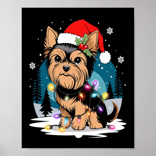 Yorkie Dogs Tree-kersttrui met borstvoeding Dier Poster (Voorkant)