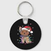 Yorkie Dogs Tree-kersttrui met borstvoeding Dier Sleutelhanger (Voorkant)