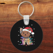 Yorkie Dogs Tree-kersttrui met borstvoeding Dier Sleutelhanger (Voorkant)