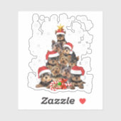 Yorkie Dogs Tree-kersttrui met borstvoeding Dier Sticker (Vel)