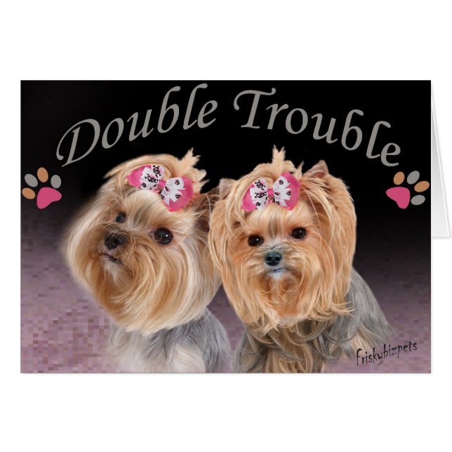 Yorkie Double Trouble Cards (Voorkant Horizontaal)