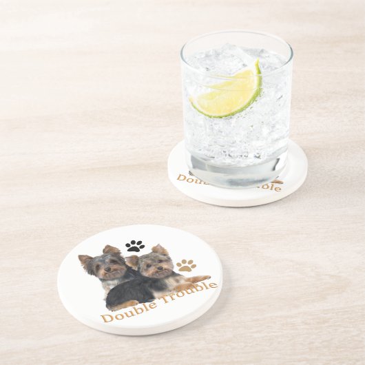 Yorkie Double Trouble Onderzetter (Zijkant)