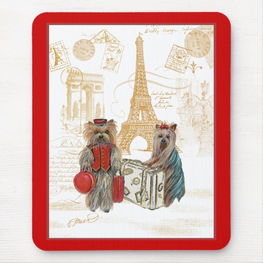 Yorkie Eiffel Tower Paris Muismat (Voorkant)