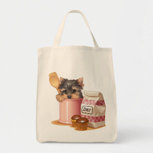 Yorkie en chocolade cupcakes tote bag