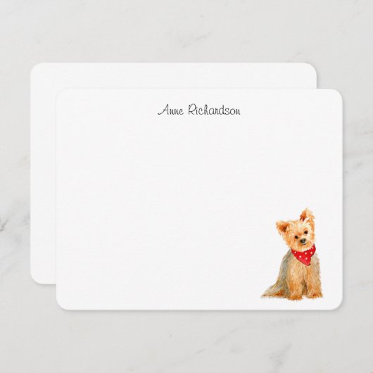 Yorkie flat bedankkaart (Voorkant / Achterkant)