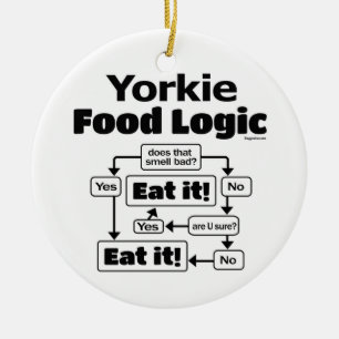 Yorkie Food Logic Keramisch Ornament