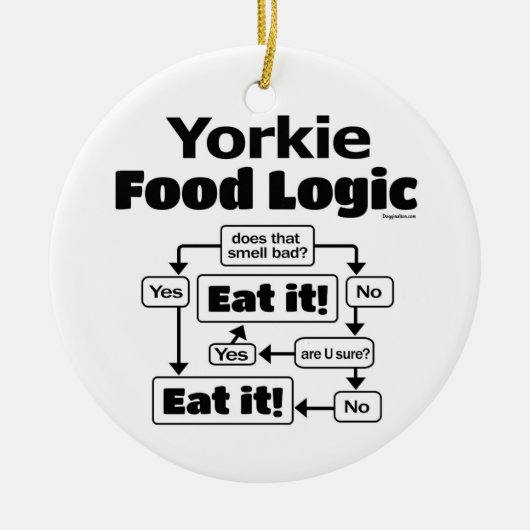 Yorkie Food Logic Keramisch Ornament (Voorkant)