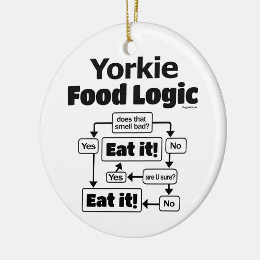 Yorkie Food Logic Keramisch Ornament (Links)