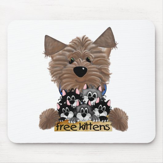 Yorkie free Kittens Muismat (Voorkant)