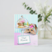 Yorkie French Macarons Briefkaart (Staand voorkant)