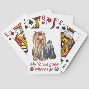 Yorkie gaat waar ik ga pokerkaarten