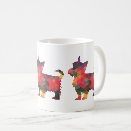 Yorkie Geometric Pattern Silhouette Multi Koffiemok (Voorkant rechts)