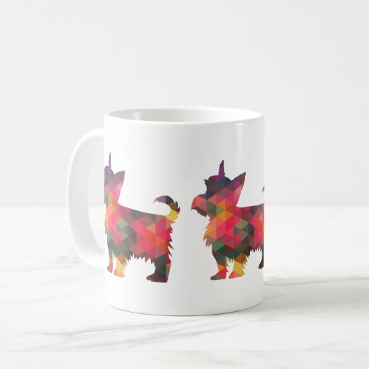 Yorkie Geometric Pattern Silhouette Multi Koffiemok (Voorkant links)