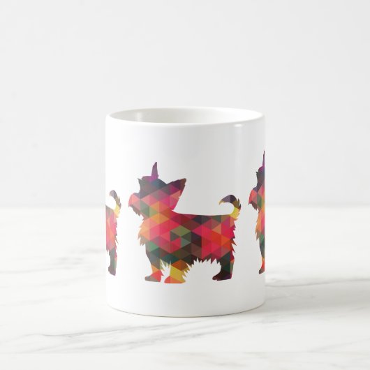 Yorkie Geometric Pattern Silhouette Multi Koffiemok (Center)