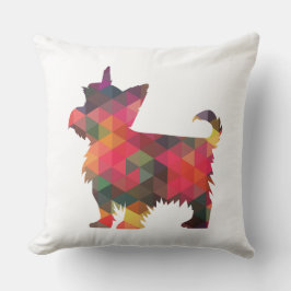 Yorkie Geometric Pattern Silhouette Multi Kussen