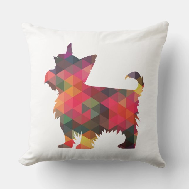 Yorkie Geometric Pattern Silhouette Multi Kussen (Voorkant)