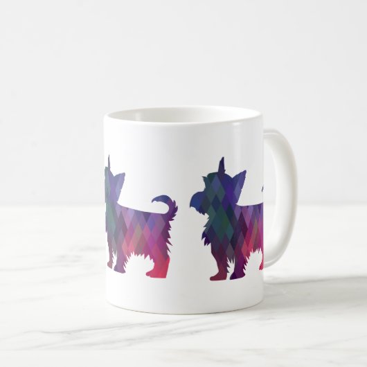 Yorkie Geometric Pattern Silhouette Paars Koffiemok (Voorkant rechts)