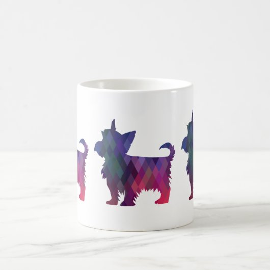 Yorkie Geometric Pattern Silhouette Paars Koffiemok (Center)