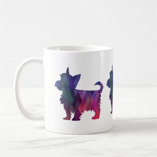 Yorkie Geometric Pattern Silhouette Paars Koffiemok (Links)