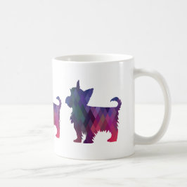 Yorkie Geometric Pattern Silhouette Paars Koffiemok