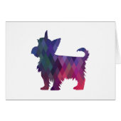 Yorkie Geometric Pattern Silhouette Paarse Card (Voorkant Horizontaal)