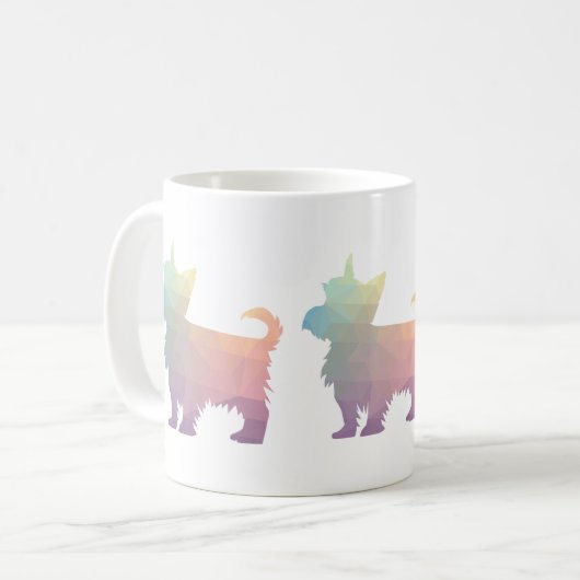 Yorkie Geometric Pattern Silhouette Pastel Koffiemok (Voorkant links)