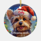 Yorkie gepersonaliseerde kerst ornament (Voorkant)