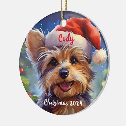Yorkie gepersonaliseerde kerst ornament (Links)