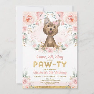 Yorkie Girls Birthday Party   Yorkshire Terrier Kaart