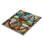 Yorkie Glas in lood Decoratieve Tegel Tegeltje (Zijkant)