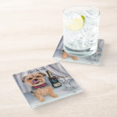 Yorkie Glass Coaster Glazen Onderzetter (Schuin)
