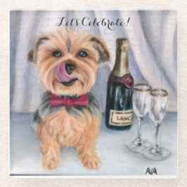 Yorkie Glass Coaster Glazen Onderzetter