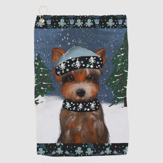 Yorkie golfhanddoek (Voorkant)