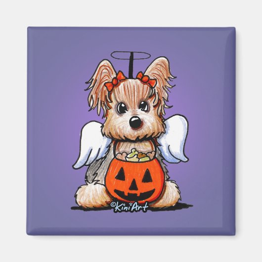 Yorkie Halloween Angel Magnet (Voorkant)