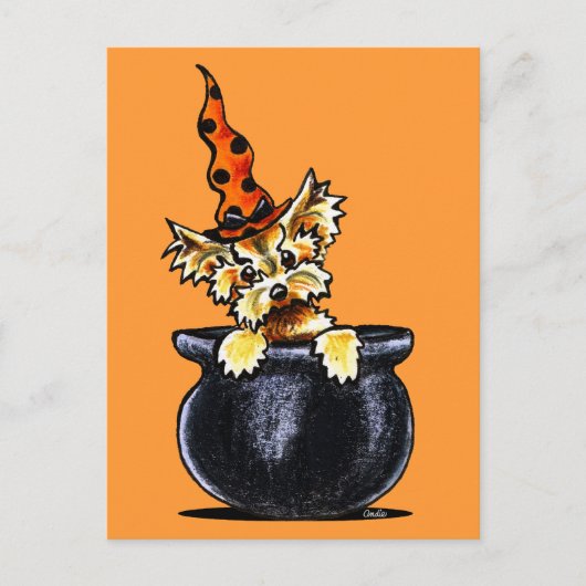 Yorkie Halloween Good Witch Off-Leash Art™ Briefkaart (Voorkant)
