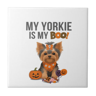 Yorkie Halloween-kostuum  Mijn Yorkie is mijn Boo- Tegeltje
