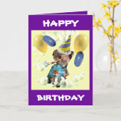 Yorkie Happy Birthday Kaart (Gele Bloem)