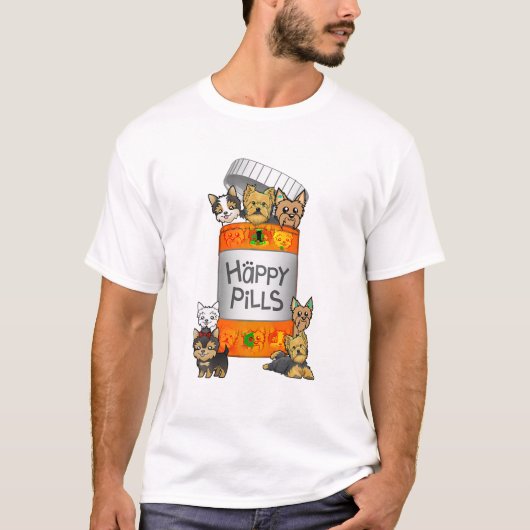Yorkie Happy Pills T-shirt (Voorkant)