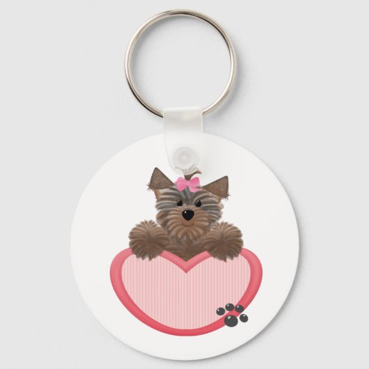 Yorkie-hart Sleutelhanger (Voorkant)
