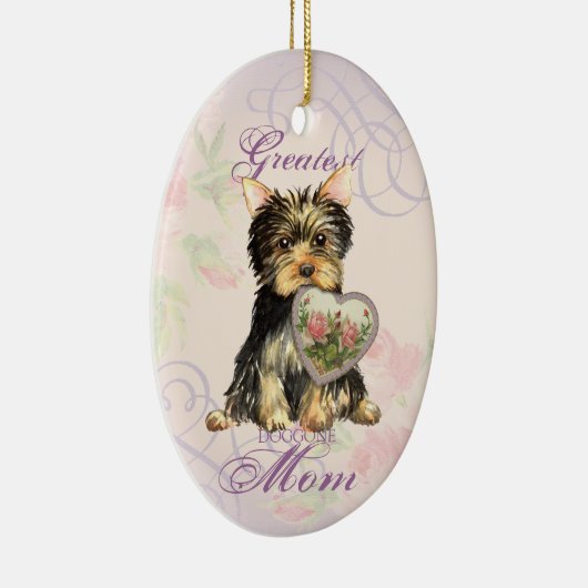 Yorkie Heart Mam Ceramic Ornament (Rechts)