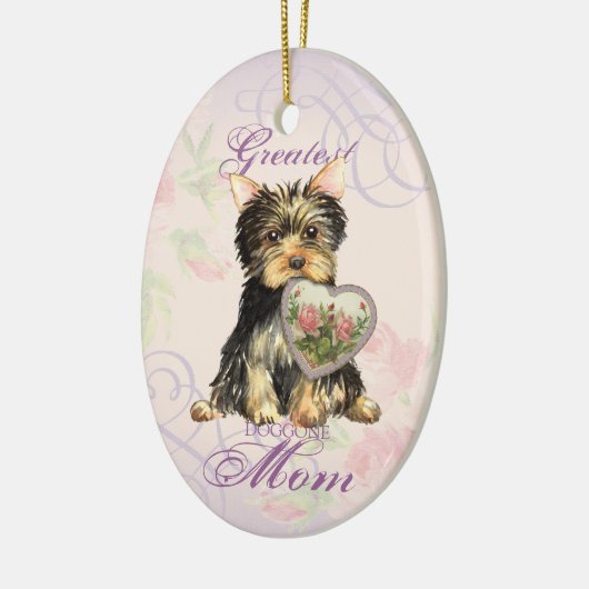Yorkie Heart Mam Ceramic Ornament (Links)