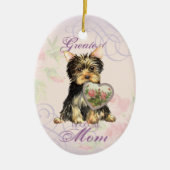 Yorkie Heart Mam Ceramic Ornament (Voorkant)
